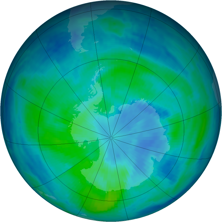 Antarctic ozone map for 24 March 1997